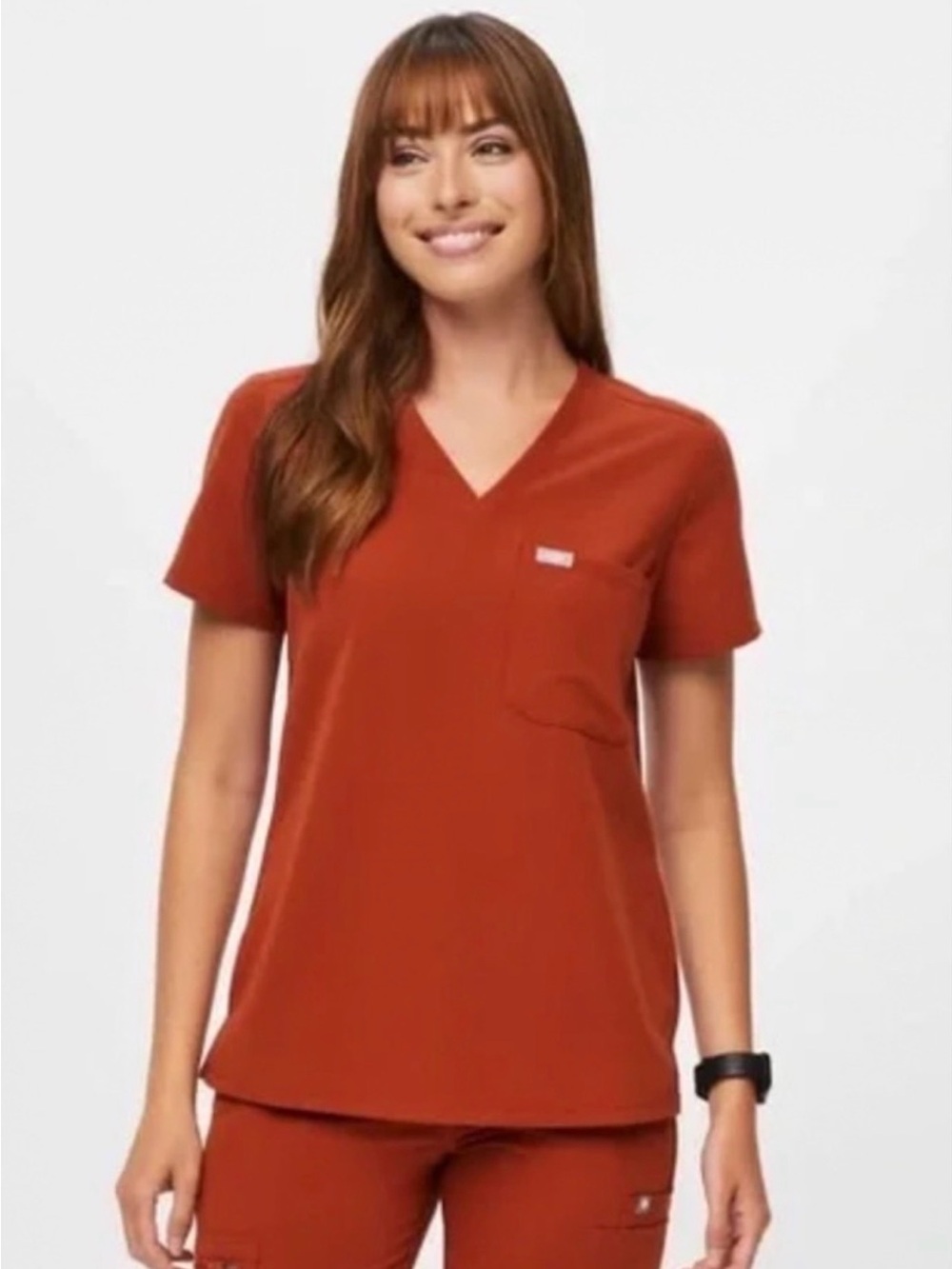 Figs Burnt Orange Catarina One Pocket Scrub Top